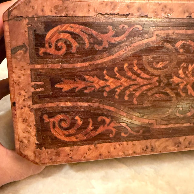 French Antique Napoleon III Style Glove Box or Jewelry Box Marquetry For Sale - Image 14 of 18
