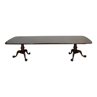 Late 20th Century Henredon 2 Pedestal Mahogany Table For Sale