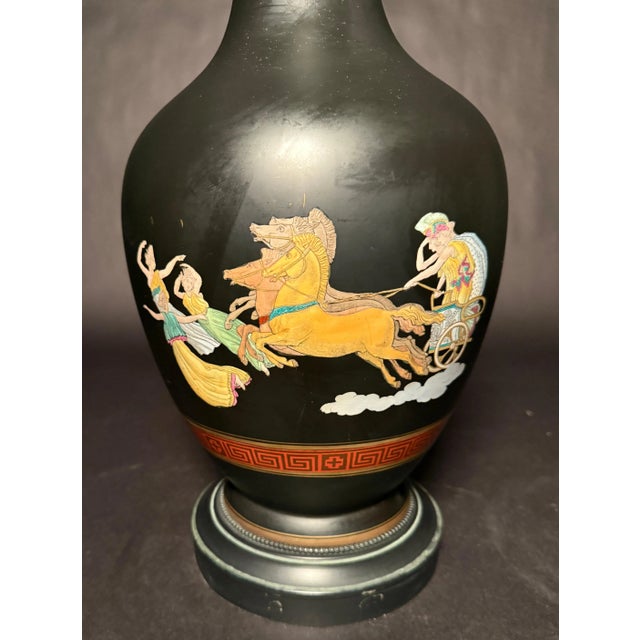 Ceramic Early 20th Century Pair of French Neoclassical Black-Ground Porcelain Lamps Attributed to Samson For Sale - Image 7 of 9