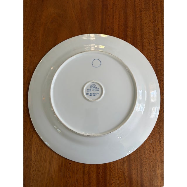 Ceramic Blue & White Hand-Painted Chinoiserie Display Plate For Sale - Image 7 of 7