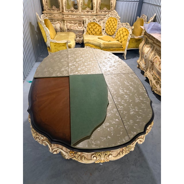 Late-20th-Century Italian Baroque/Rococo Revival Dining Room Table With 6 Chairs For Sale - Image 4 of 12