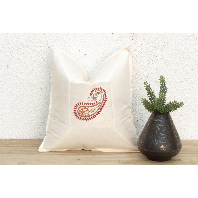 Diya Ivory Paisley Pillow Cover For Sale In Los Angeles - Image 6 of 6