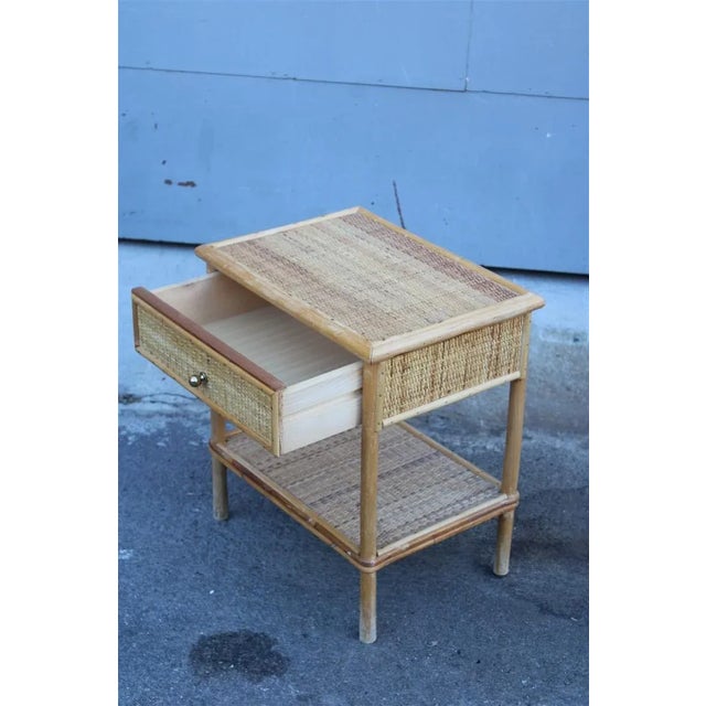 1950s Italian Bamboo and Rattan Nightstand, 1950s For Sale - Image 5 of 9
