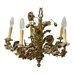 Late 19th-Early 20th Century Bronze French 5-Light Chandelier
