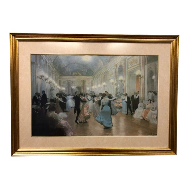 An Elegant Soiree - Vintage Copy of Watercolor Painting by French Artist Victor Gabriel Gilbert For Sale