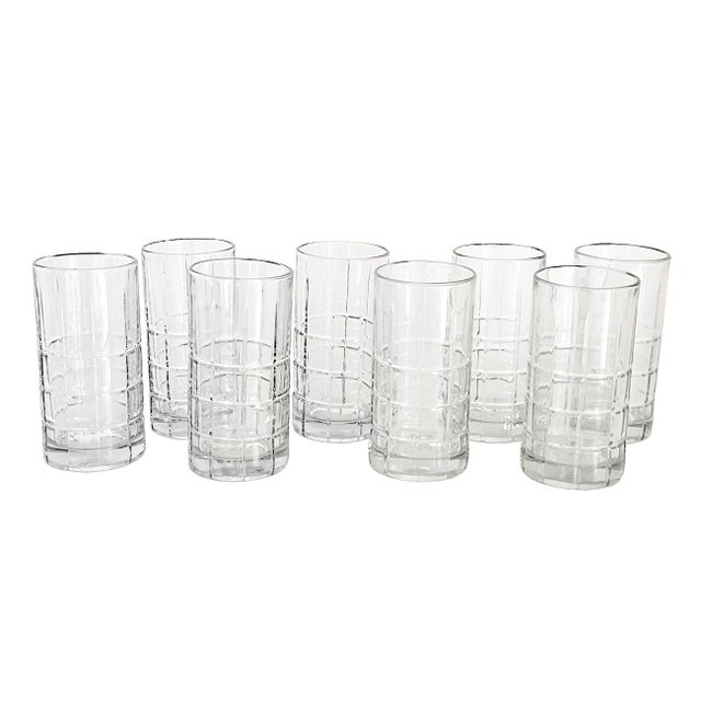 Vintage Anchor Hocking Flat Iced Tea Tumblers in Tartan (Manchester) Clear, Set of 8 For Sale - Image 9 of 10