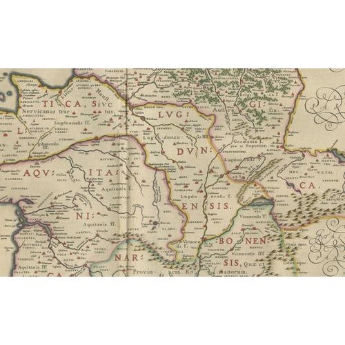 Map of Caesar's Gallia Veteris Ancient Gaul from Blaeu, France, 1642 For Sale - Image 11 of 13