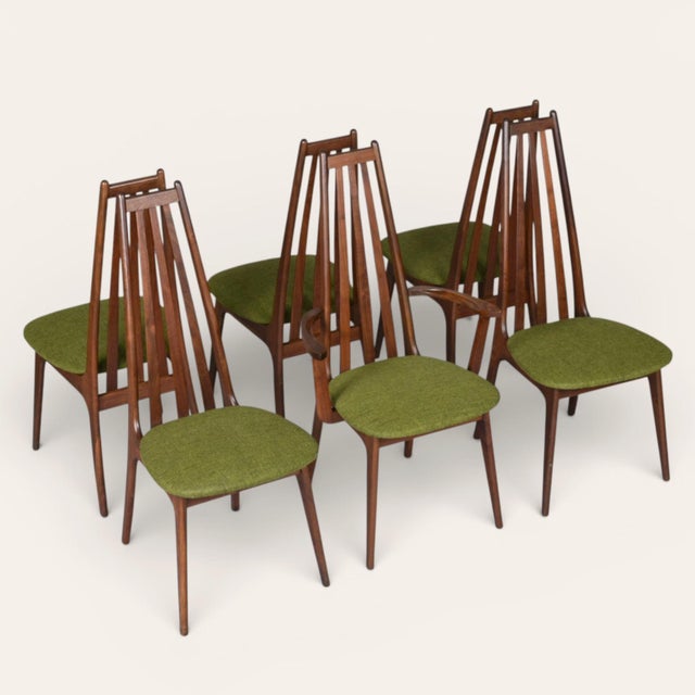 Henry P. Glass High Back Dining Chairs With Original Green Fabric For Sale - Image 6 of 15