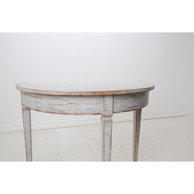 Brown Antique Northern Swedish Gustavian Style Demi Lune Table For Sale - Image 8 of 9