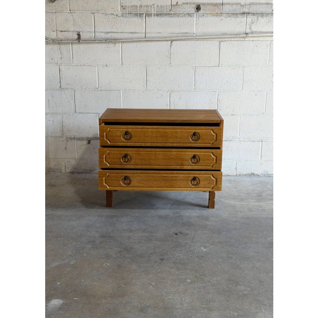 Vintage Danish Oak 3 Drawer Chest Mid Century Modern Nightstand Dresser For Sale In Los Angeles - Image 6 of 10