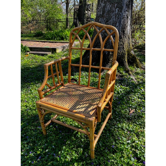 McGuire Style Rattan Cathedral Side Chair For Sale In Saint Louis - Image 6 of 6