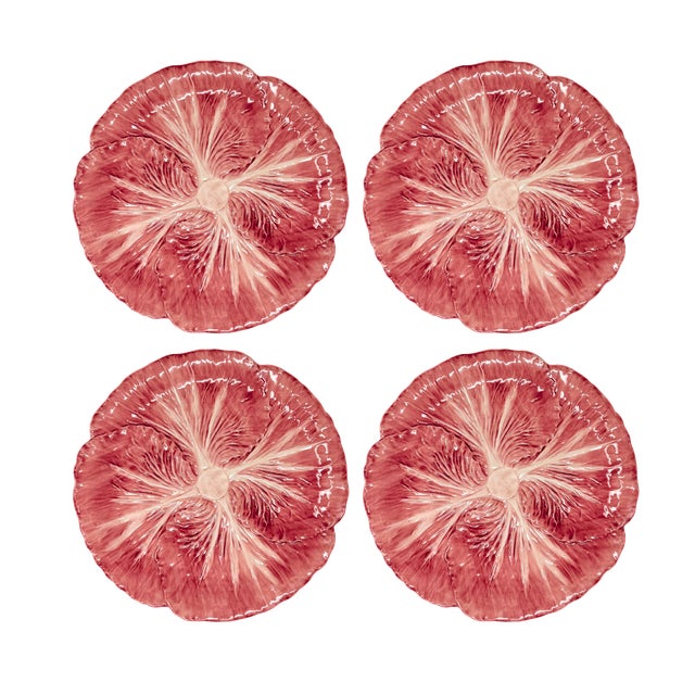 2020s Radicchio Hand-Painted Ceramic Salad Plates, Set of 4 — The Mane Lion, Made in Italy For Sale - Image 5 of 5