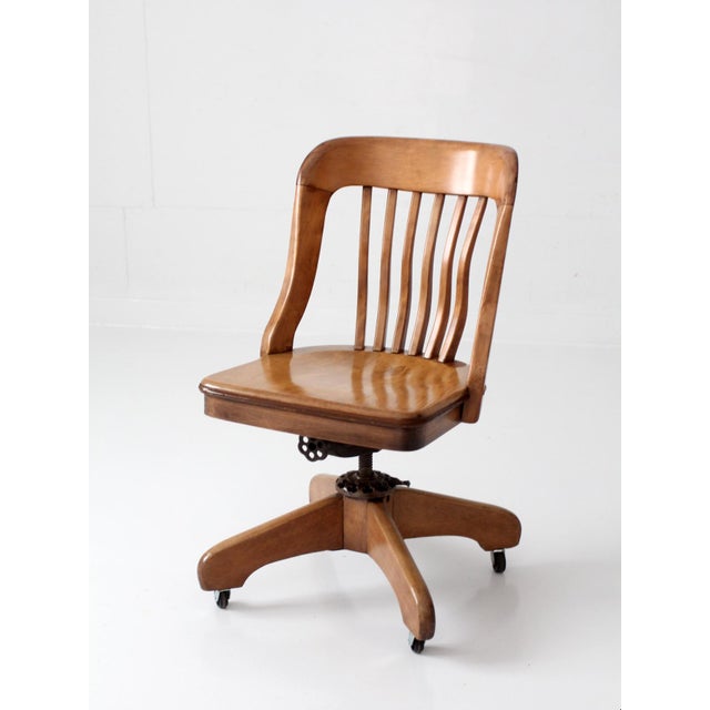 Antique Spritzer's Wood Swivel Desk Chair For Sale - Image 4 of 17