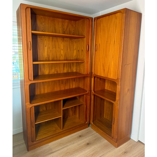 Danish Mid Century two piece free standing wall unit c.1970's by Dyrlund. Great pieces for display cabinets, bookcases, or...