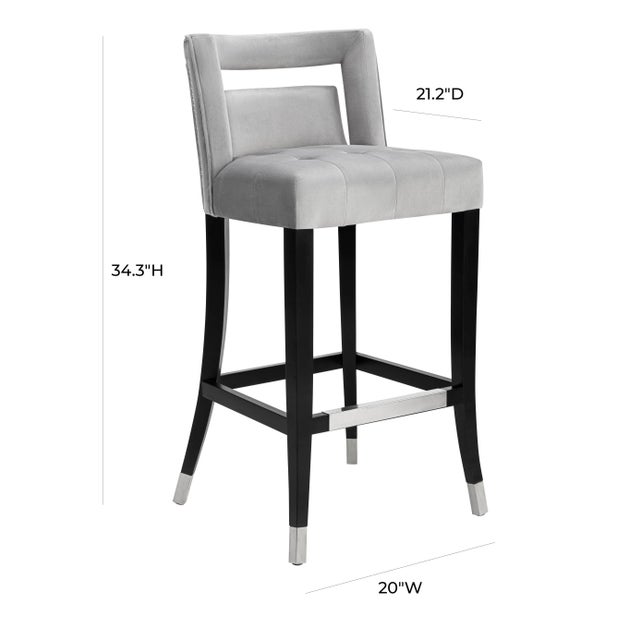 2020s Hart Grey Velvet Counter Stool For Sale - Image 5 of 7