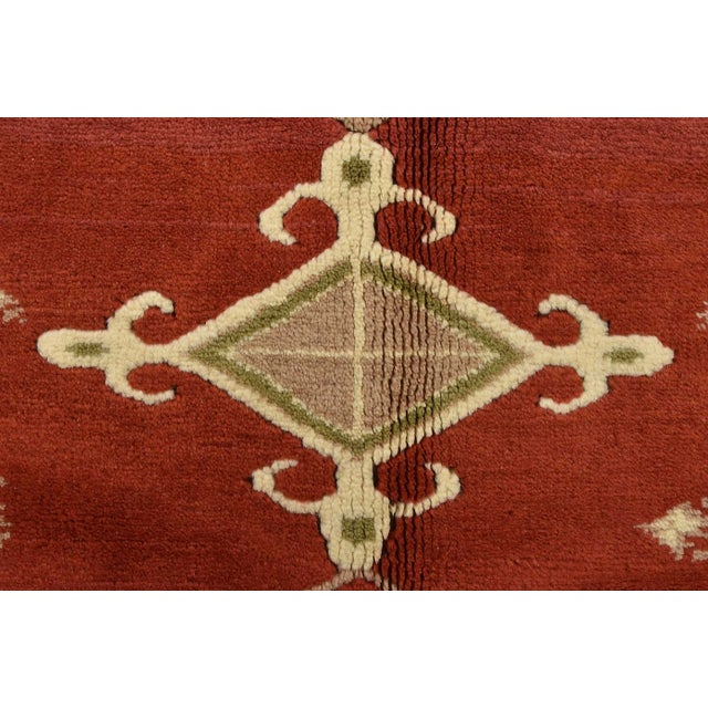 Textile Milas Rug 5'4'' X 6'10'' Red Wool Vintage Tribal Hand-Knotted Oriental Carpet For Sale - Image 7 of 12