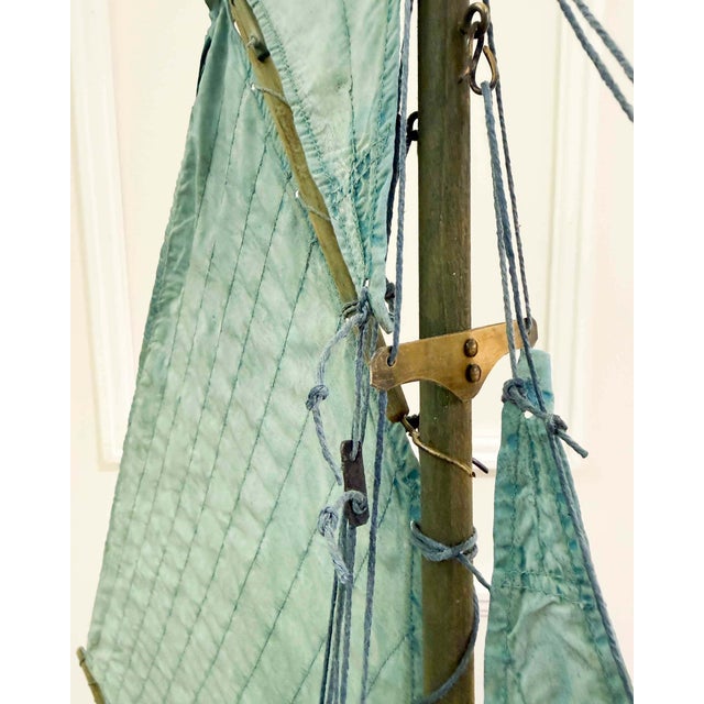 Carved Wooden Gaff Cutter Pond Yacht with original paint. England, circa 1940. For Sale - Image 10 of 11