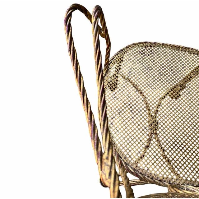 Metal 1950’s Italian Gilt Rope and Tassel Wrought Iron Hollywood Regency Chairs - A Pair For Sale - Image 7 of 12