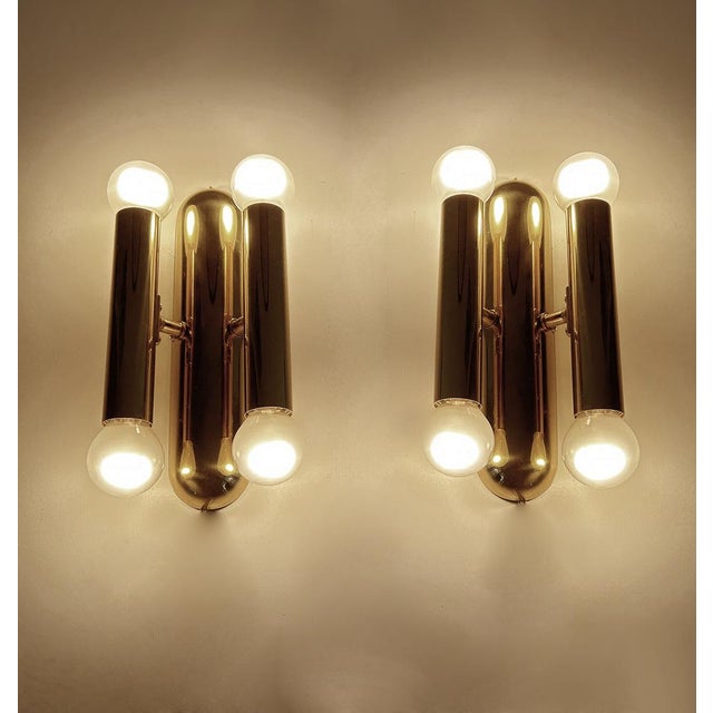 Vintage Space Age Brass Sconces, 1970s, Set of 2 For Sale - Image 13 of 15