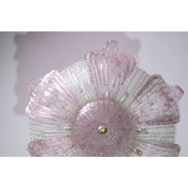 Pink Vintage 1970s Murano Glass Ceiling Lamp Pink For Sale - Image 8 of 12