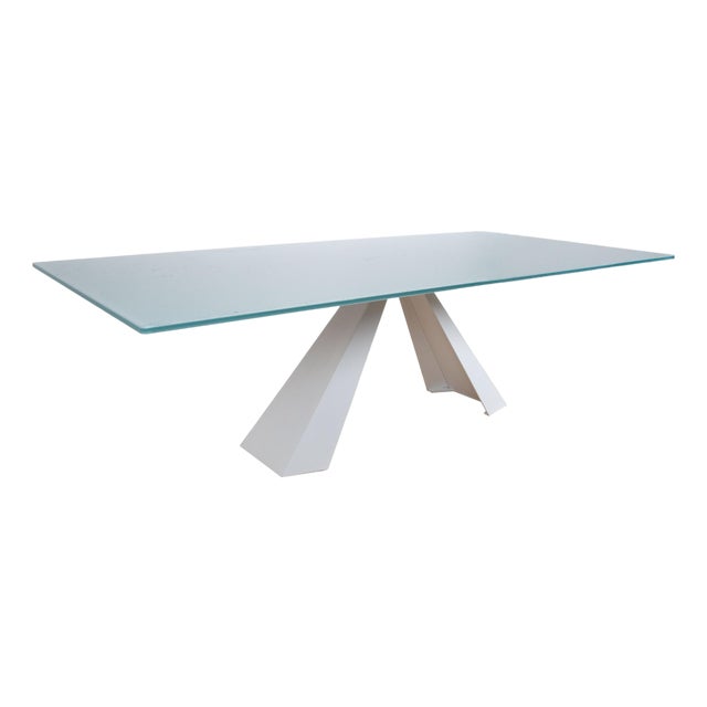 Cattelan Italia Glass Dining Table in Light Blue For Sale