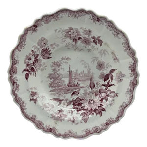 Antique Staffordshire Mulberry Transfer Decorated Soup Bowl, Circa 1830’s