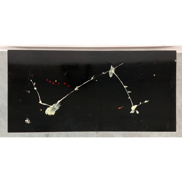 Italian Mid-Century Modern Black & Gold Coffee Table with Abstract Painting Top For Sale - Image 16 of 18