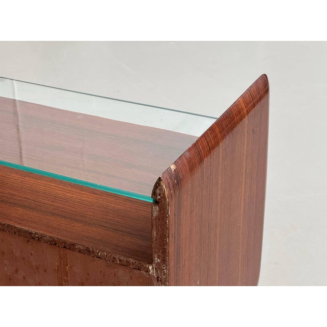 Mid-Century Modern Mahogany Bedside Table with Glass Tops, 1960s For Sale - Image 9 of 18