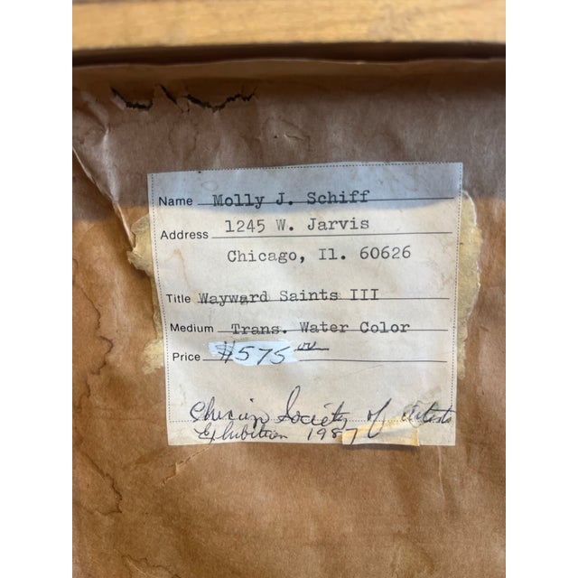 Molly J. Schiff Watercolor Painting 1970s Chicago Imagist For Sale - Image 4 of 5
