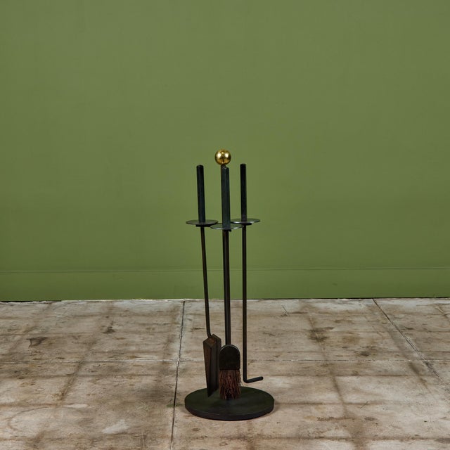 Mid 20th Century Mel Bogart Fireplace Tool Set For Sale - Image 5 of 13