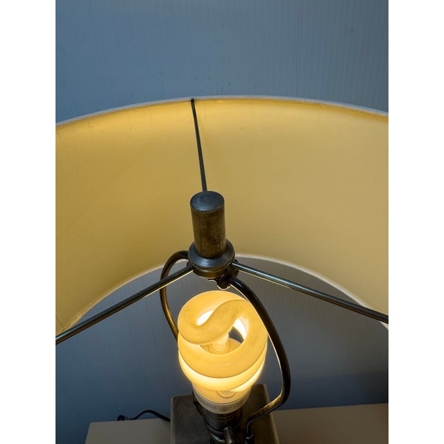 Restoration Hardware Bronze Column Table Lamps, Pair For Sale - Image 12 of 15