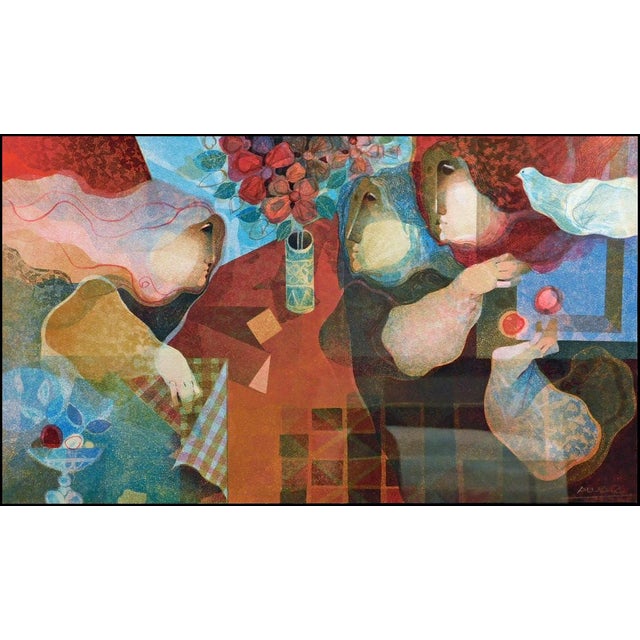 Book Cover by Sunol Alvar Hand signed by the artist Image Size: 12" x 21" Frame Size: 27" x 36" NEW Custom Frame...