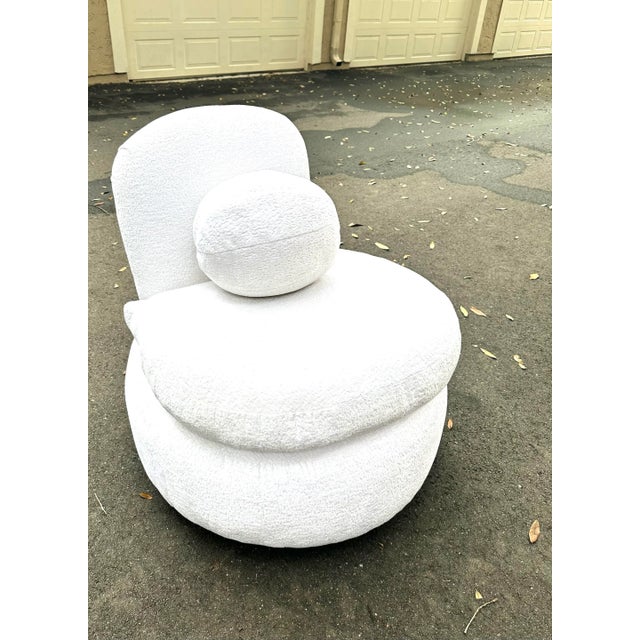 Vladimir Kagan Postmodern Round Chenille Chair For Sale - Image 4 of 4