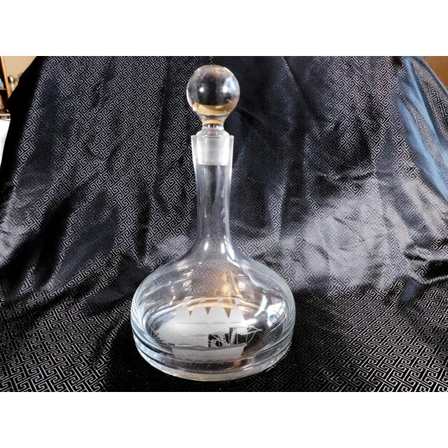 1930s 1930s Large Crystal Ships Decanter With Etched Ship For Sale - Image 5 of 8