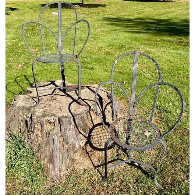 Pair Mid-Century Sculptural Outdoor Iron Chairs For Sale - Image 4 of 6