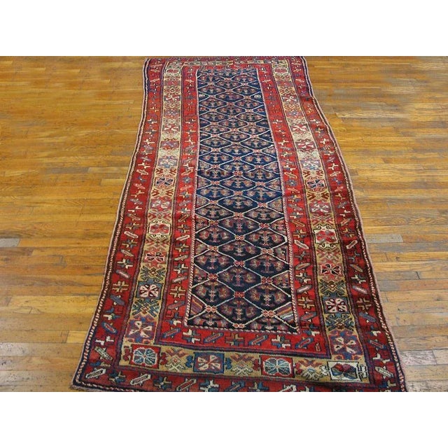Antique Persian Kurdish rug, size: 3'11" x 9'7". General Rug Type: Persian Tribal Specific Rug Type: Kurdish Circa: 1900...