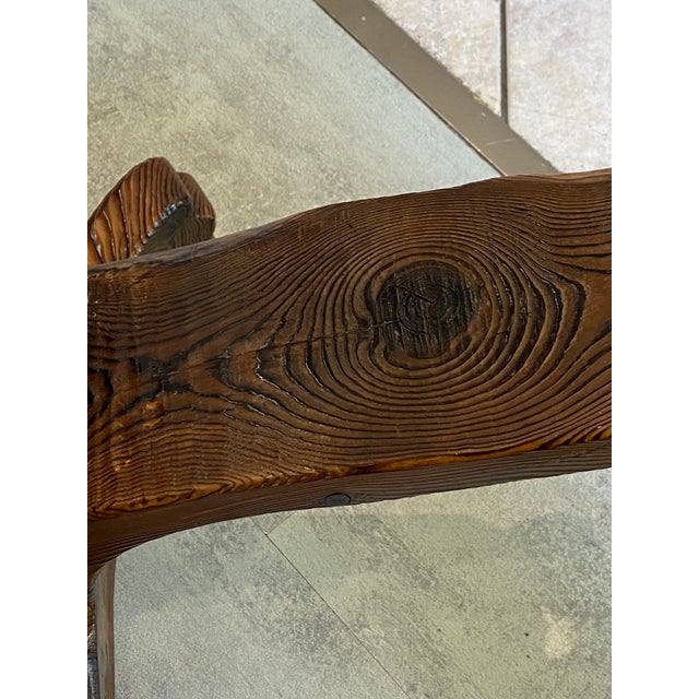 Vintage Brutalist Tripod Chair in Carved Wood, 1970s For Sale - Image 12 of 18