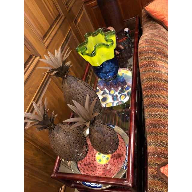 1970s Design Institute America Rattan Console with 2 Tables - 3 Pieces For Sale - Image 9 of 10