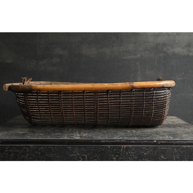 Mid 20th Century Mid 20th Century Old Southeast Asian Basket / Bamboo and Bark Weave / Wall-Hanging Object For Sale - Image 5 of 16