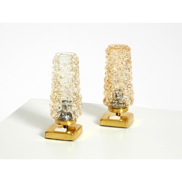 Gold Brass Bedside Lamps with Gold Bubble Glass Shades, 1960s, Set of 2 For Sale - Image 8 of 18