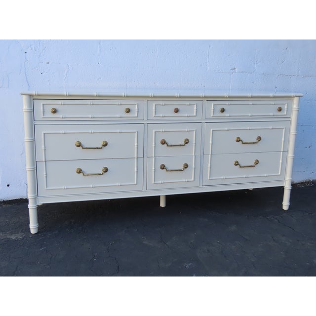 Thomasville Hollywood Regency Faux Bamboo Painted Long Sideboard Dresser 6645 For Sale - Image 13 of 18