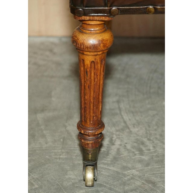 Brown Antique Regency Brown Leather & Oak Chesterfield Desk Chair, 1820s For Sale - Image 8 of 18