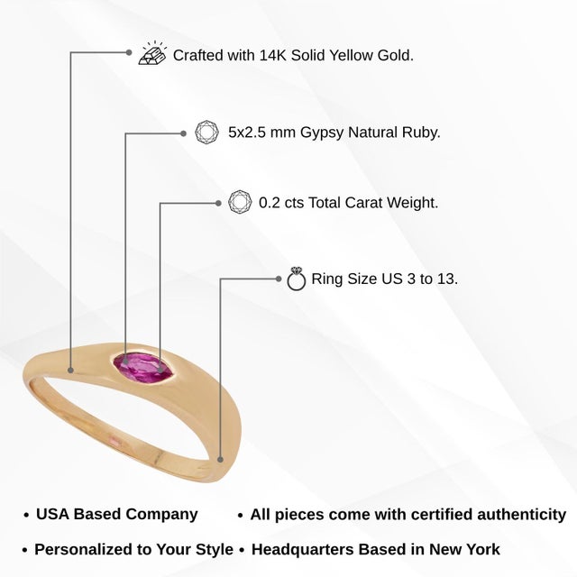 Chic Gypsy Set Ruby Chunky 14k Yellow Gold Dome Ring Size 4 by VRJewels For Sale - Image 12 of 17