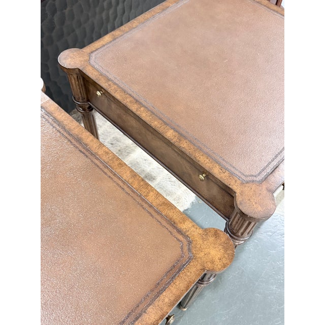 Kreiss Late 20th Century Pair of Kreiss Louis XVI Style Leather Top Writing Tables For Sale - Image 4 of 10