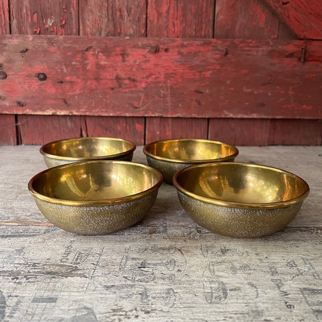 Mid-Century Modern Set of 4 Vintage British Royal Navy Brass Finger Mess Bowls For Sale - Image 3 of 13