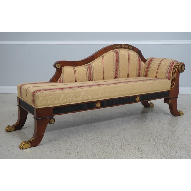 Age: Approx: 30 Years Old Details: Mahogany Brass Capped Feet Fine Carved Details High Quality Construction Clean Damask...