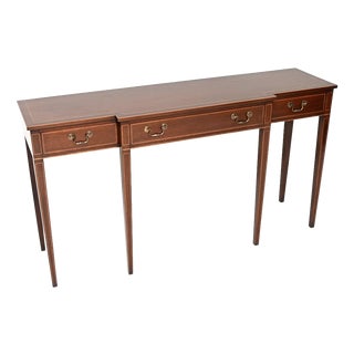 Large Vintage Inlaid Sheraton Style Console Table, 1950 For Sale