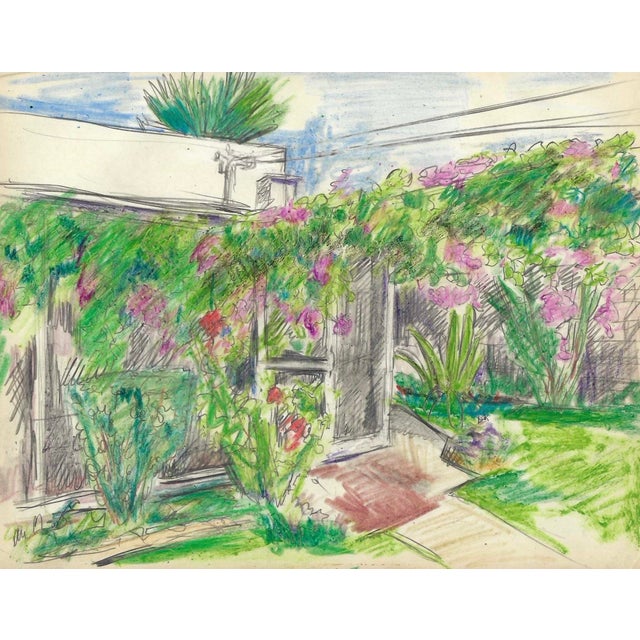 Grace Spongberg (American, 1906-1992) oil pastel on paper, estate stamp on reverse. Not marked as Hawaii, but found in a...