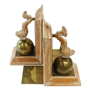 Pair of 1960s Oliver Messel Cockade House Barbados Driftwood Dolphin Bookends