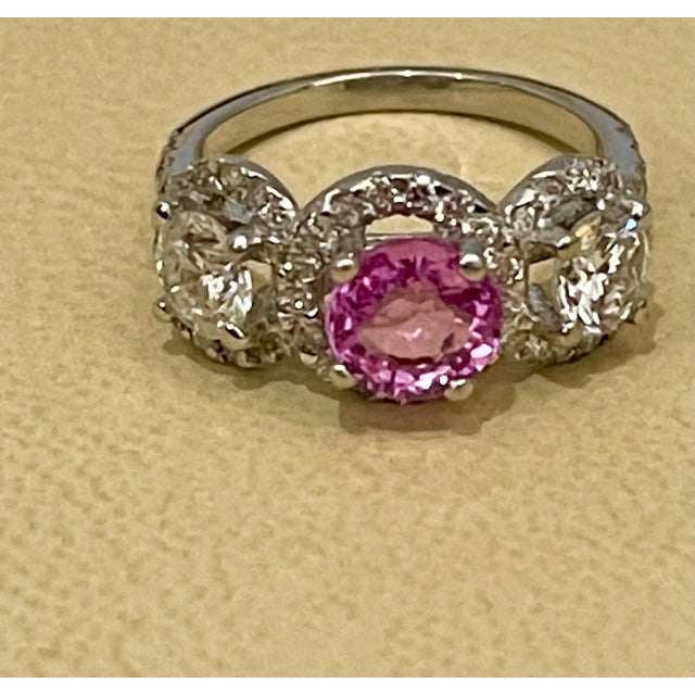 1 Ct Round Pink Sapphire & 1.5 Ct Diamond 18 Karat White Gold Ring, Estate For Sale - Image 11 of 18